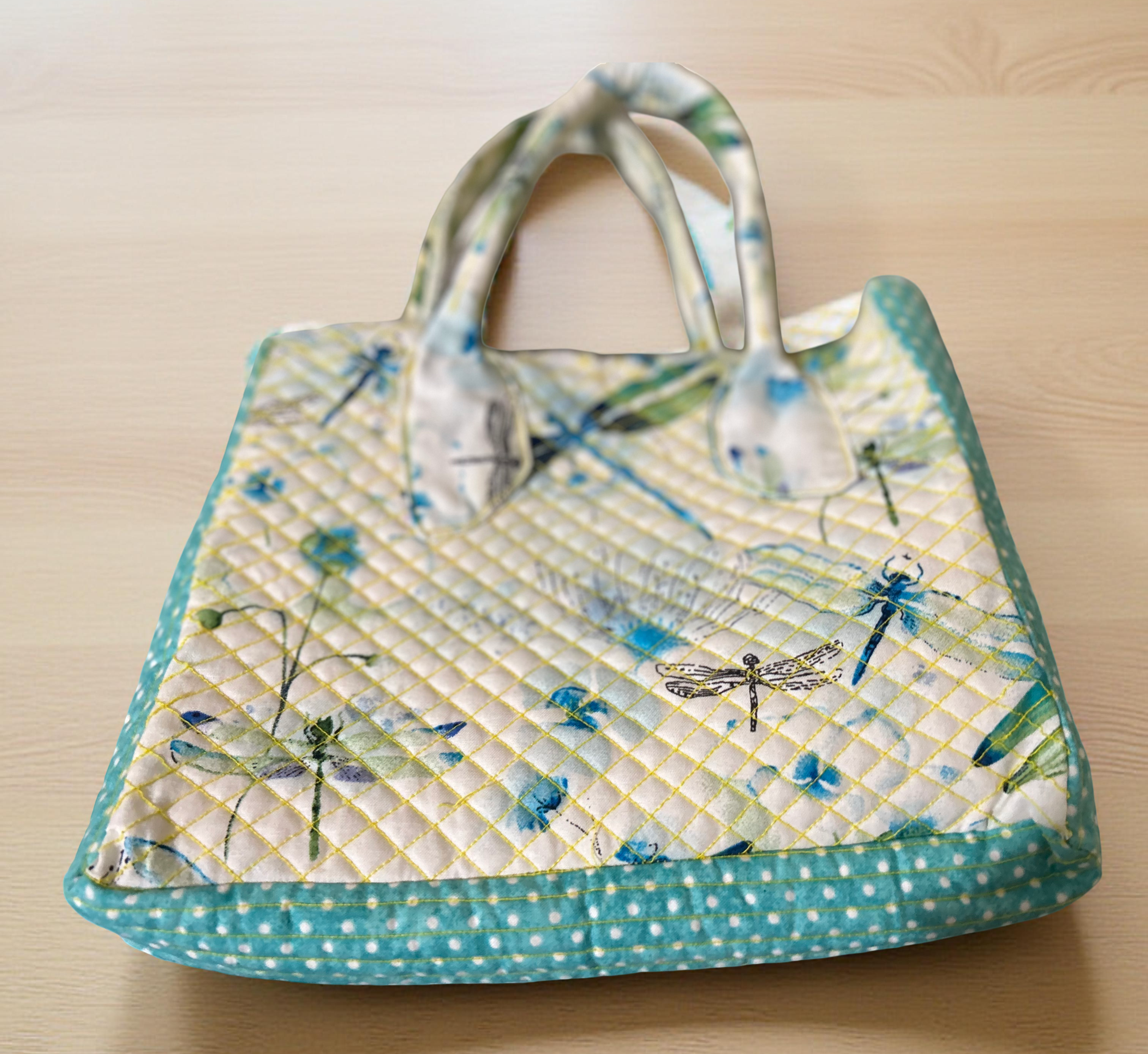Memory Tote — dragonfly fabric design